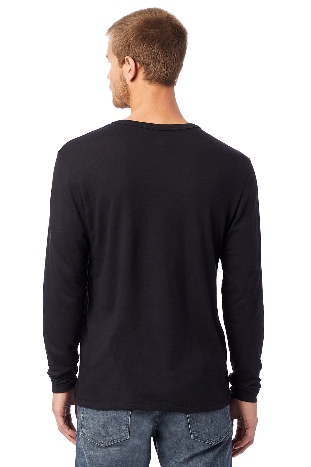 Alternative AA5100/5100BP/5100 Mens The Keeper Vintage Long Sleeve Crewneck T-Shirt Black Model Back