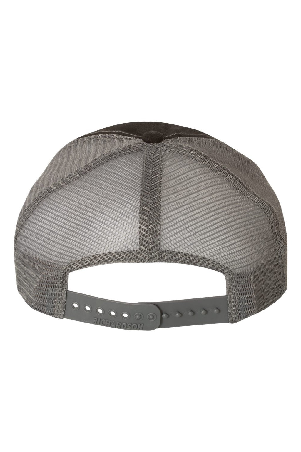 Richardson Hats 111 Mens Garment Washed Snapback Trucker Hat Black/Charcoal Grey Flat Back