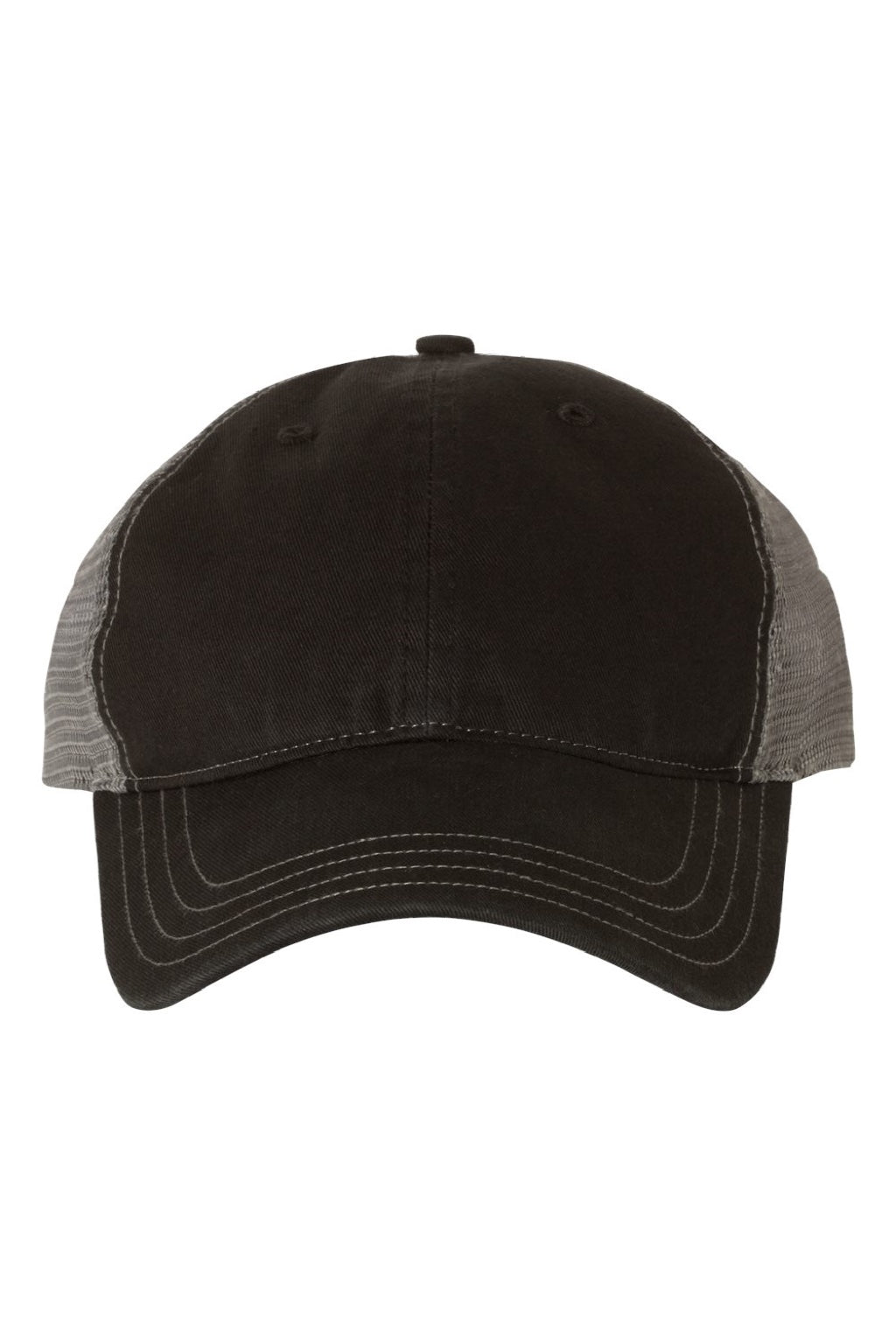 Richardson Hats 111 Mens Garment Washed Snapback Trucker Hat Black/Charcoal Grey Flat Front