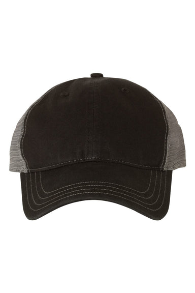 Richardson 111 Mens Garment Washed Trucker Hat Black/Charcoal Grey Flat Front