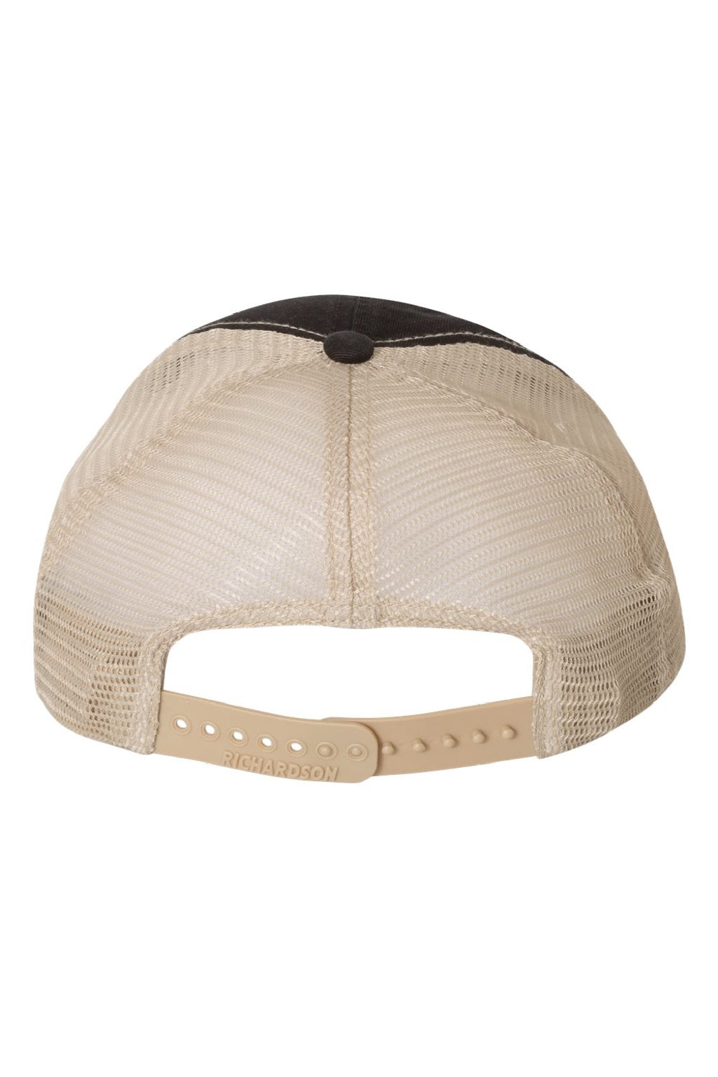 Richardson Hats 111 Mens Garment Washed Snapback Trucker Hat Black/Khaki Brown Flat Back