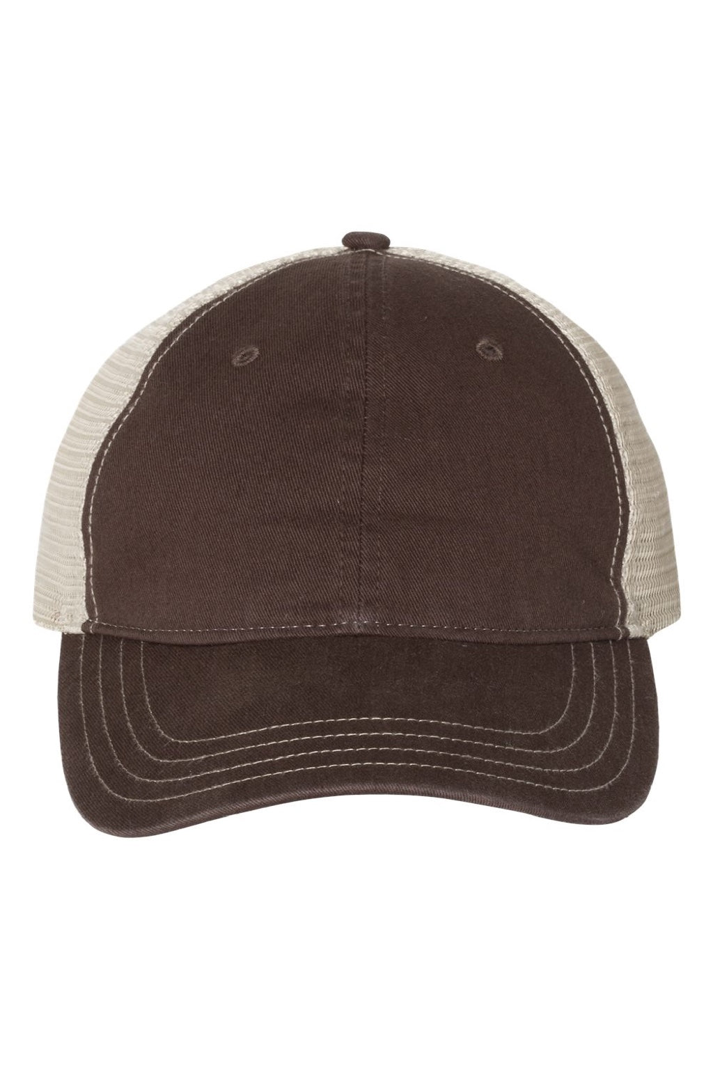 Richardson Hats 111 Mens Garment Washed Snapback Trucker Hat Brown/Khaki Flat Front