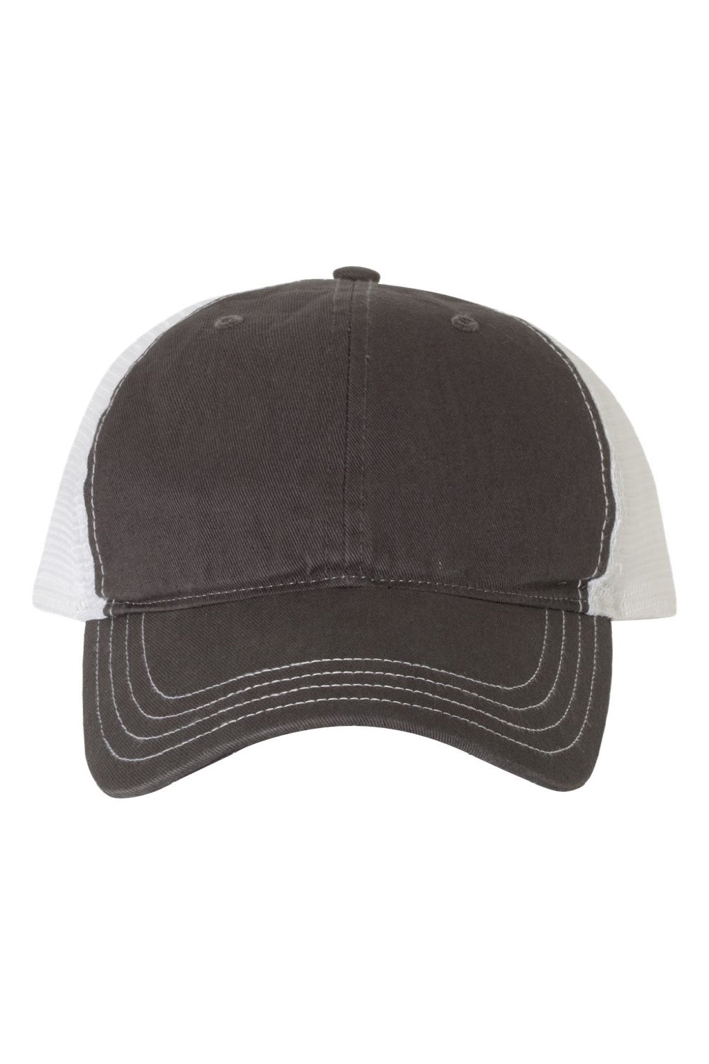 Richardson Hats 111 Mens Garment Washed Snapback Trucker Hat Charcoal Grey/White Flat Front