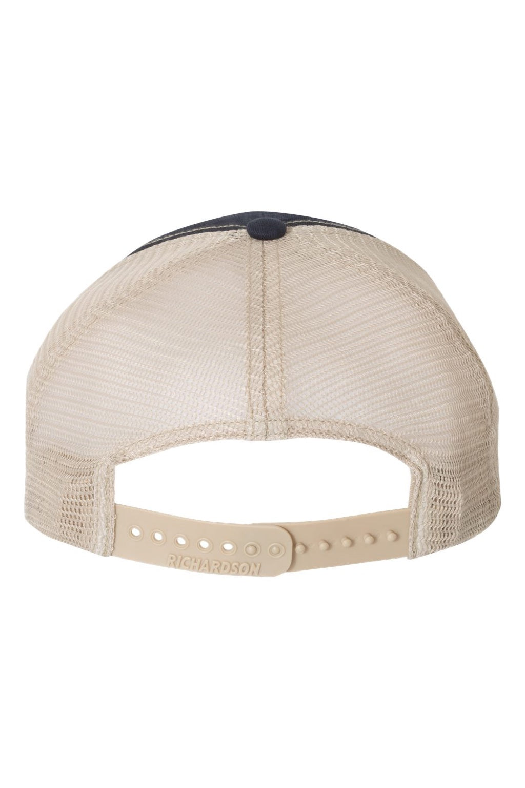 Richardson Hats 111 Mens Garment Washed Snapback Trucker Hat Navy Blue/Khaki Flat Back