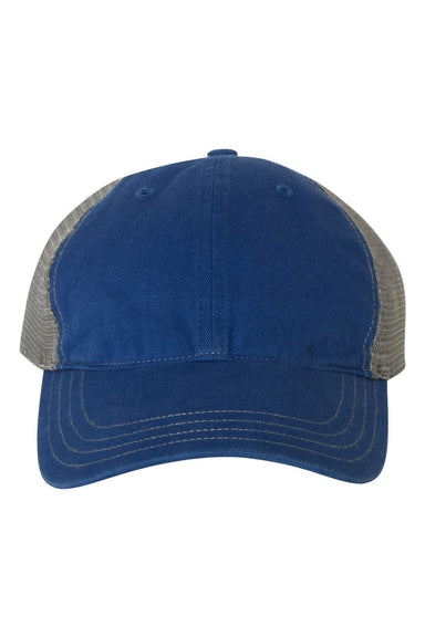 Richardson 111 Mens Garment Washed Trucker Hat Royal Blue/Charcoal Grey Flat Front