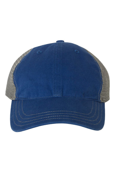 Richardson Hats 111 Mens Garment Washed Snapback Trucker Hat Royal Blue/Charcoal Grey Flat Front