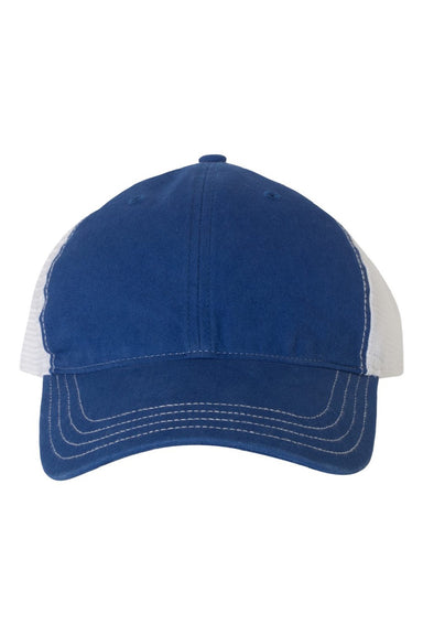 Richardson Hats 111 Mens Garment Washed Snapback Trucker Hat Royal Blue/White Flat Front