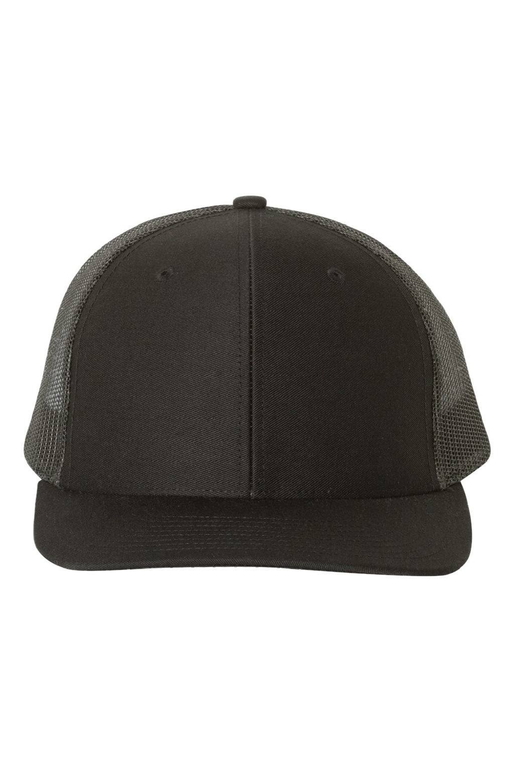 Richardson Hats 112 Mens Snapback Trucker Hat Black Flat Front