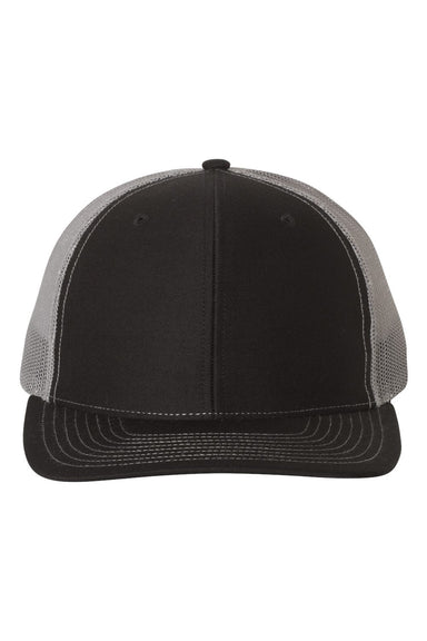 Richardson 112 Mens Snapback Trucker Hat Black/Charcoal Grey Flat Front
