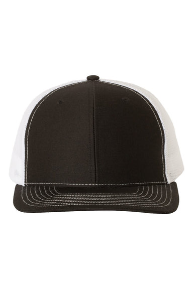 Richardson Hats 112 Mens Snapback Trucker Hat Black/White Flat Front