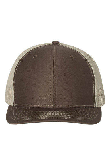 Richardson Hats 112 Mens Snapback Trucker Hat Brown/Khaki Flat Front