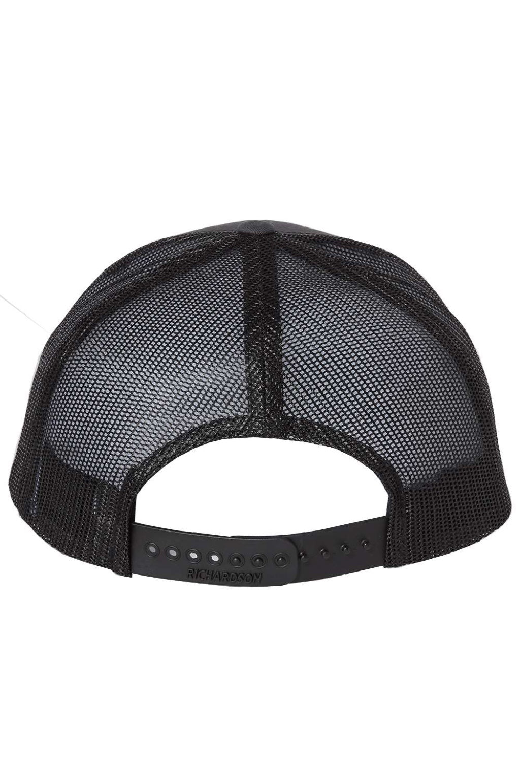 Richardson Hats 112 Mens Snapback Trucker Hat Charcoal Grey/Black Flat Back