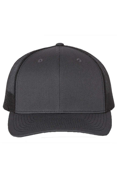 Richardson 112 Mens Snapback Trucker Hat Charcoal Grey/Black Flat Front