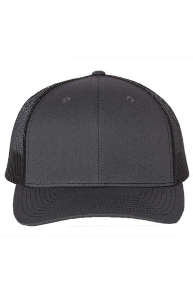 Richardson Hats 112 Mens Snapback Trucker Hat Charcoal Grey/Black Flat Front