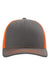 Richardson Hats 112 Mens Snapback Trucker Hat Charcoal Grey/Neon Orange Flat Front