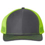 Richardson Hats Mens Snapback Trucker Hat - Charcoal Grey/Neon Yellow
