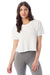Alternative 5114BP/5114 Womens Headliner Cropped Short Sleeve Crewneck T-Shirt White Model Front