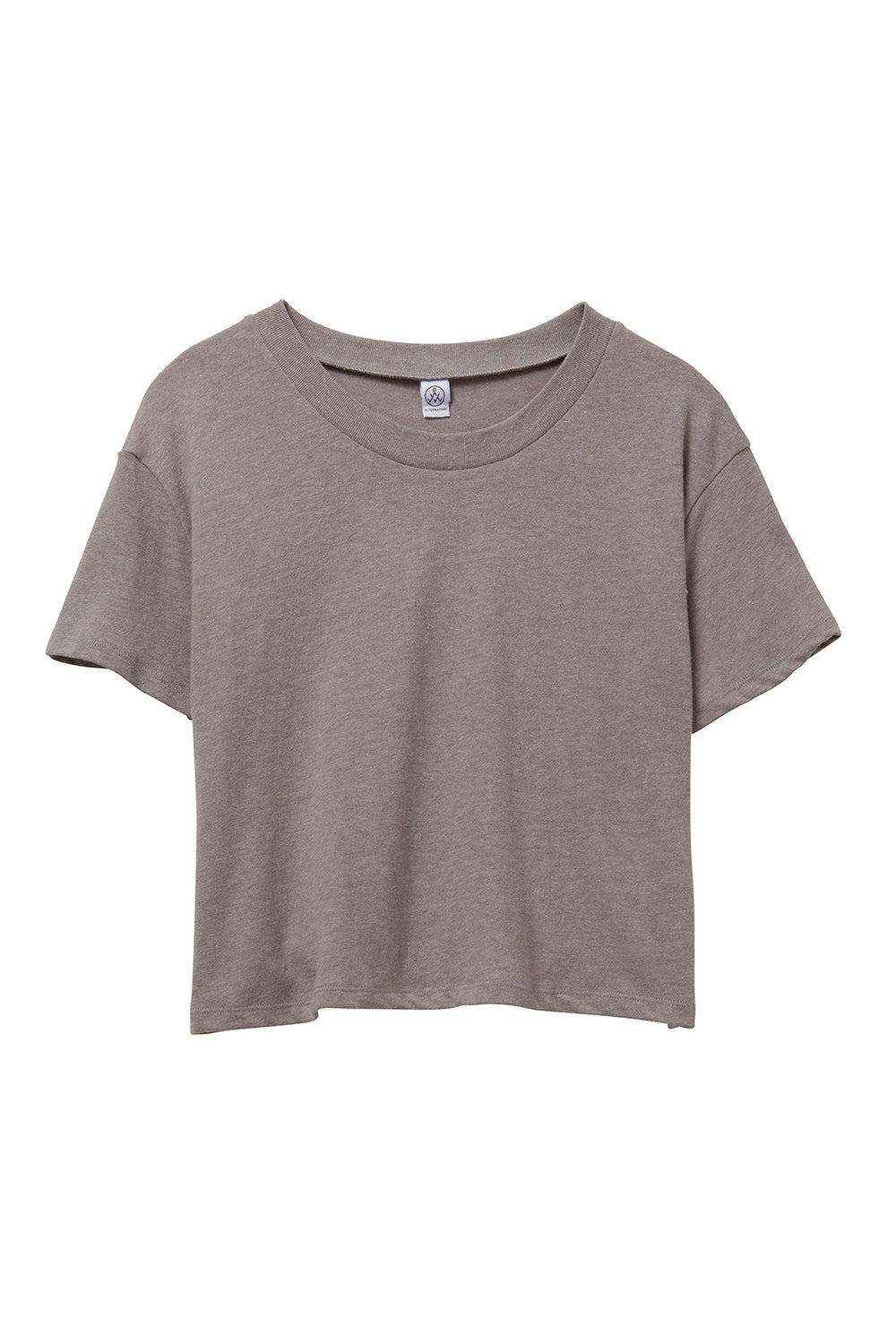 Alternative 5114BP/5114 Womens Headliner Cropped Short Sleeve Crewneck T-Shirt Smoke Grey Flat Front