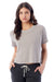 Alternative 5114BP/5114 Womens Headliner Cropped Short Sleeve Crewneck T-Shirt Smoke Grey Model Front