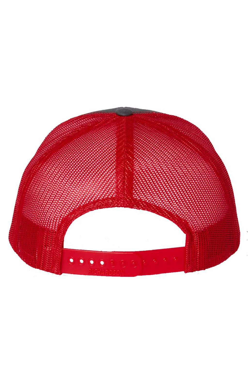Richardson Hats 112 Mens Snapback Trucker Hat Charcoal Grey/Red Flat Back