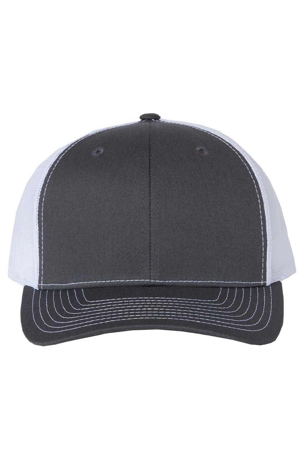 Richardson Hats 112 Mens Snapback Trucker Hat Charcoal Grey/White Flat Front