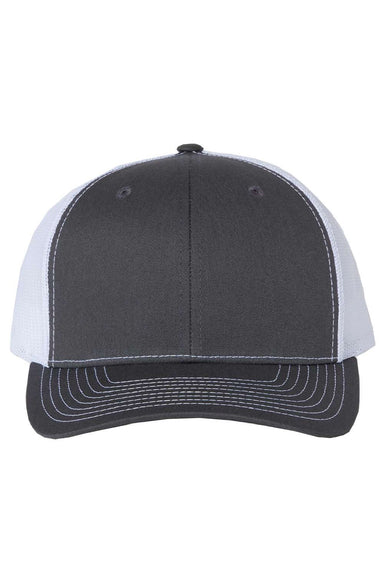 Richardson Hats 112 Mens Snapback Trucker Hat Charcoal Grey/White Flat Front