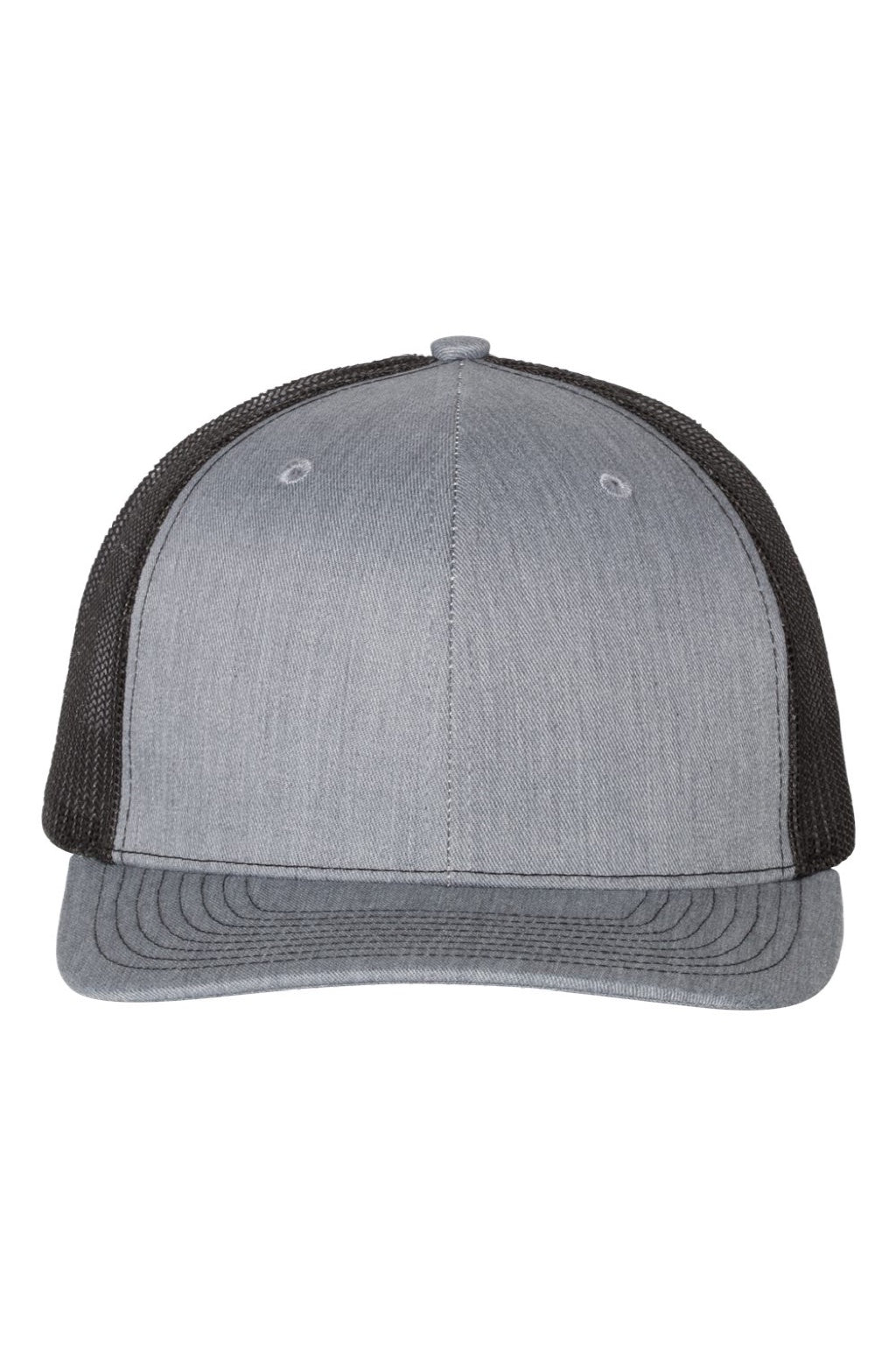 Richardson Hats 112 Mens Snapback Trucker Hat Heather Grey/Black Flat Front