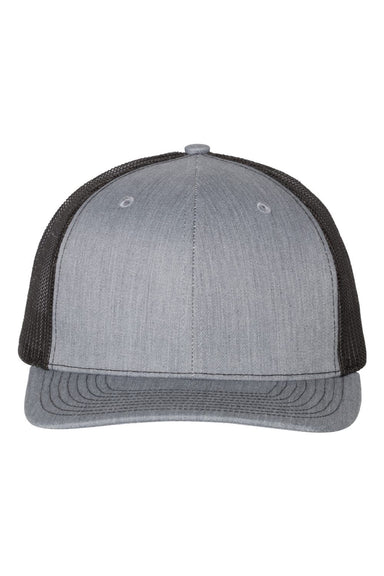 Richardson Hats 112 Mens Snapback Trucker Hat Heather Grey/Black Flat Front