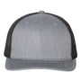 Richardson Hats Mens Snapback Trucker Hat - Heather Grey/Black