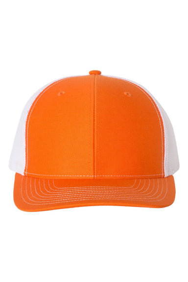 Richardson Hats 112 Mens Snapback Trucker Hat Orange/White Flat Front