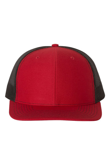Richardson 112 Mens Snapback Trucker Hat Red/Black Flat Front