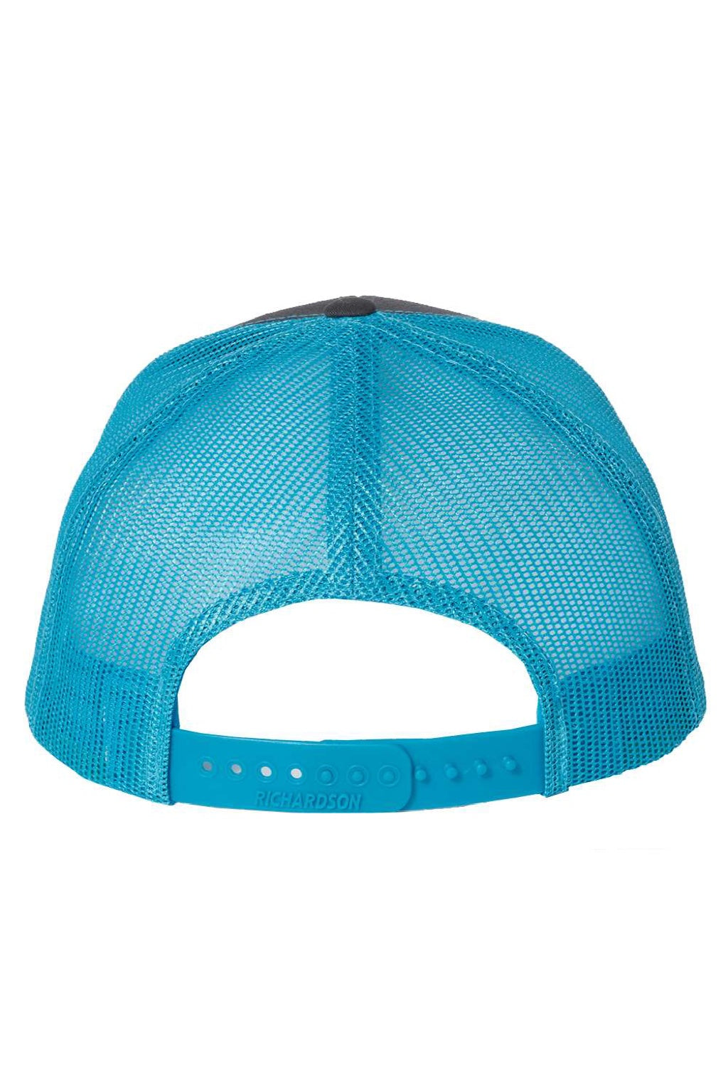 Richardson Hats 112 Mens Snapback Trucker Hat Charcoal Grey/Neon Blue Flat Back