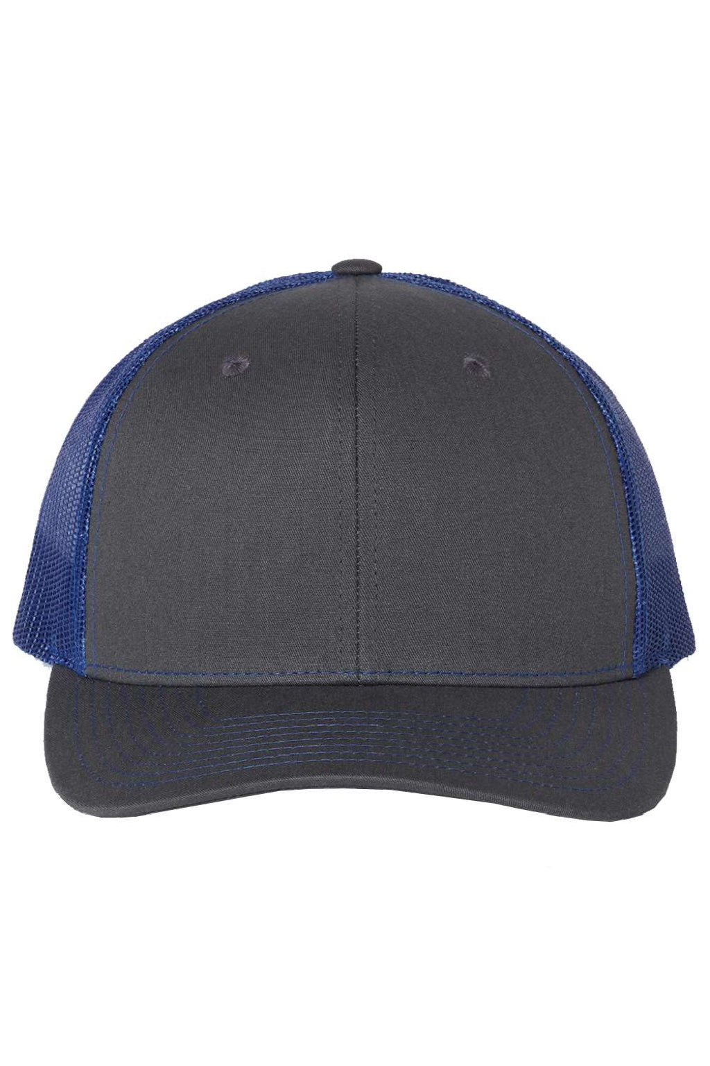 Richardson Hats 112 Mens Snapback Trucker Hat Charcoal Grey/Royal Blue Flat Front
