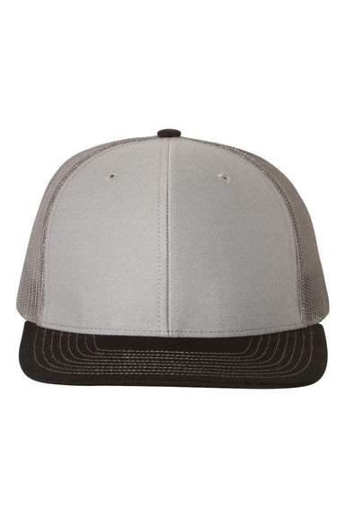 Richardson 112 Mens Snapback Trucker Hat Grey/Charcoal Grey/Black Flat Front