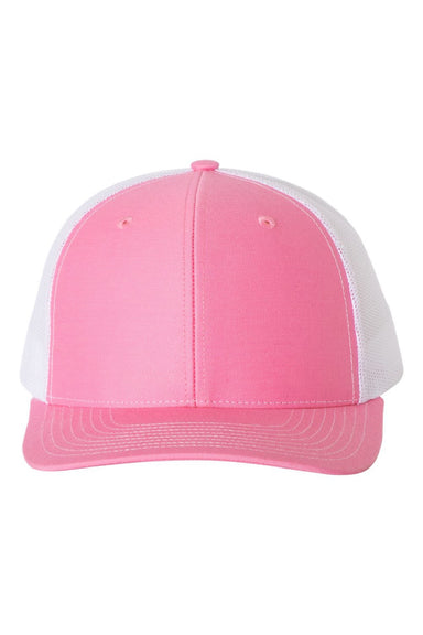 Richardson Hats 112 Mens Snapback Trucker Hat Hot Pink/White Flat Front