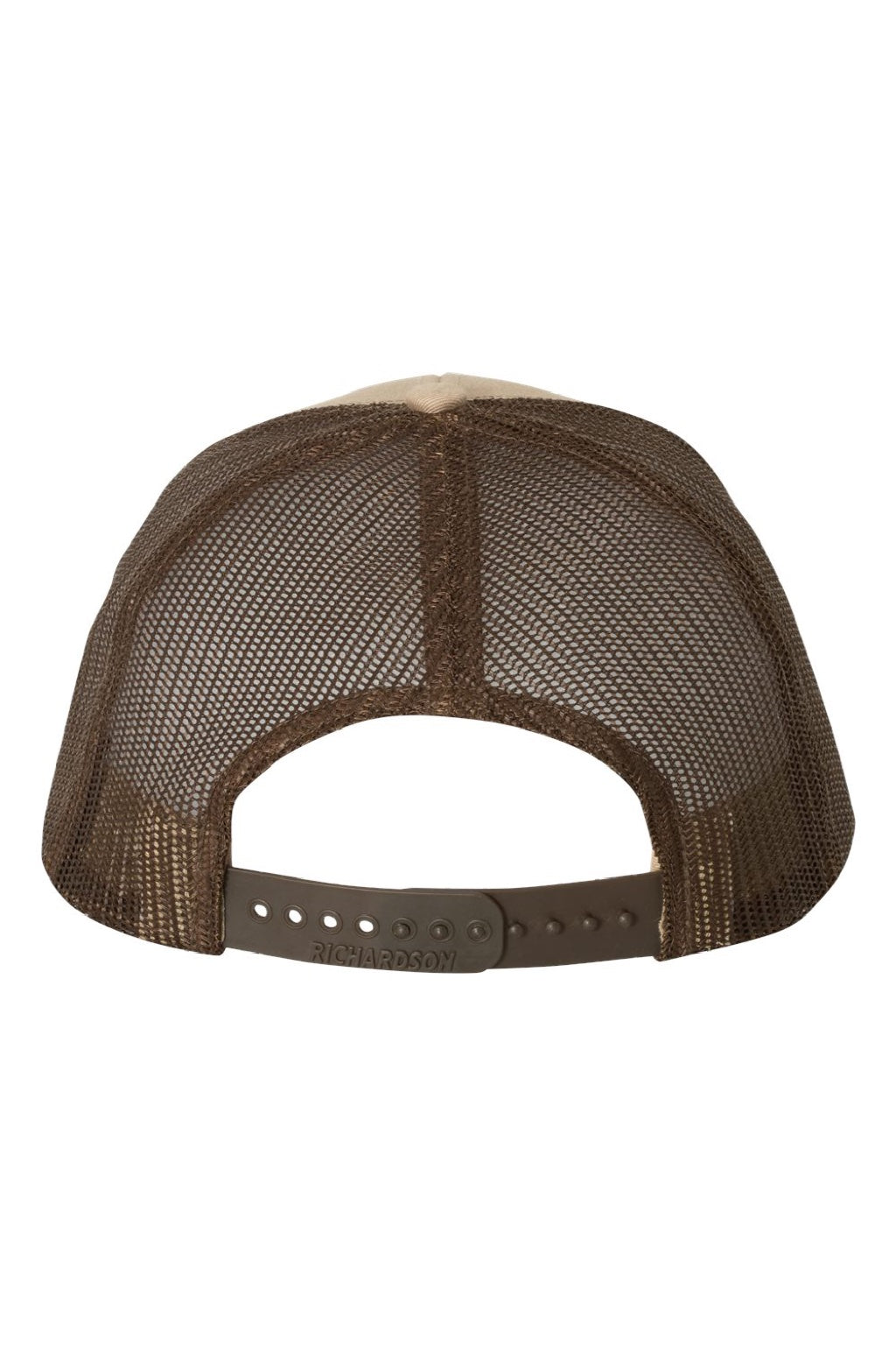 Richardson Hats 112 Mens Snapback Trucker Hat Khaki/Coffee Brown Flat Back
