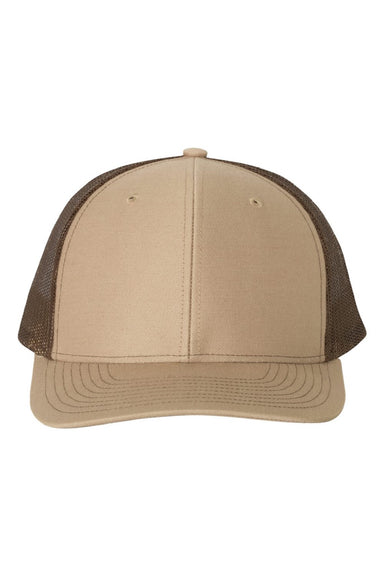 Richardson Hats 112 Mens Snapback Trucker Hat Khaki/Coffee Brown Flat Front