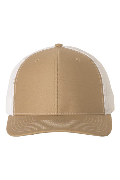 Richardson Hats 112 Mens Snapback Trucker Hat Khaki/White Flat Front