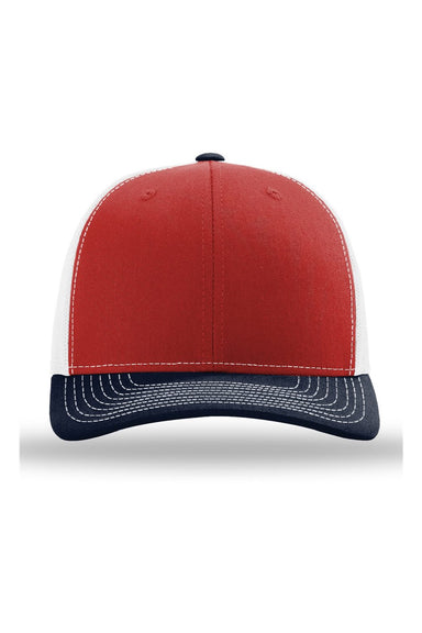 Richardson Hats 112 Mens Snapback Trucker Hat Red/White/Navy Blue Flat Front