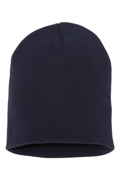 Yupoong Hats 1500KC Unisex Beanie Navy Blue Flat Front