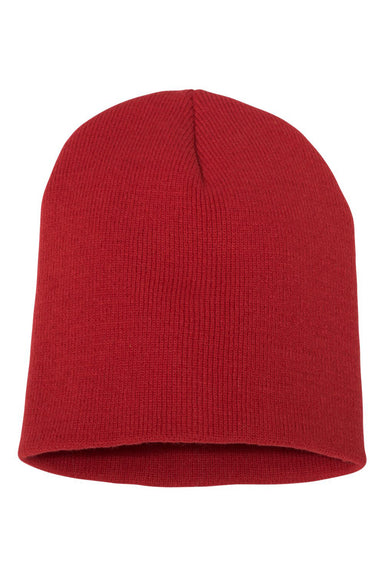 Yupoong 1500KC Mens Beanie Red Flat Front