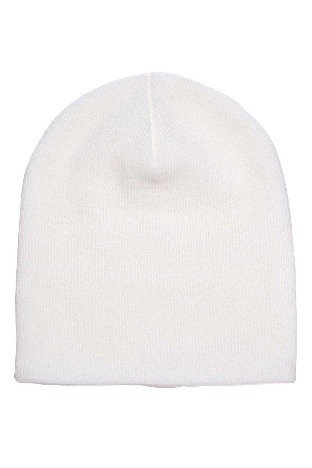 Yupoong Hats 1500KC Unisex Beanie White Flat Front