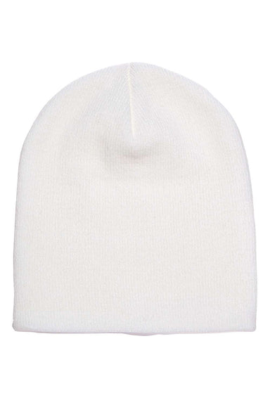 Yupoong 1500KC Mens Beanie White Flat Front