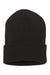 Yupoong Hats 1501KC Unisex Cuffed Beanie Black Flat Front