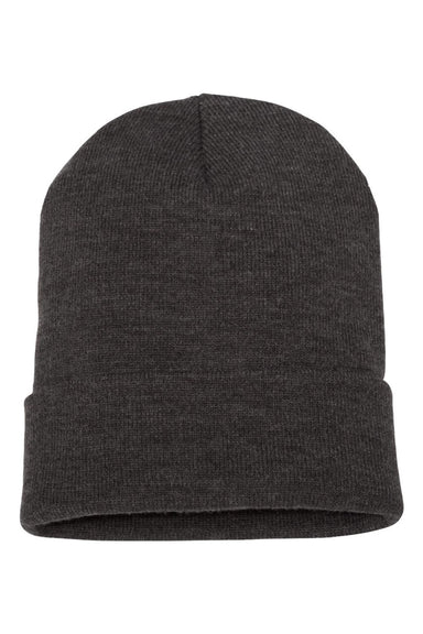 Yupoong Hats 1501KC Unisex Cuffed Beanie Dark Grey Flat Front