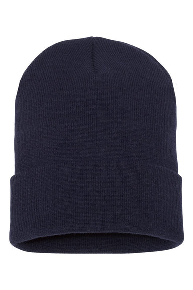 Yupoong Hats 1501KC Unisex Cuffed Beanie Navy Blue Flat Front