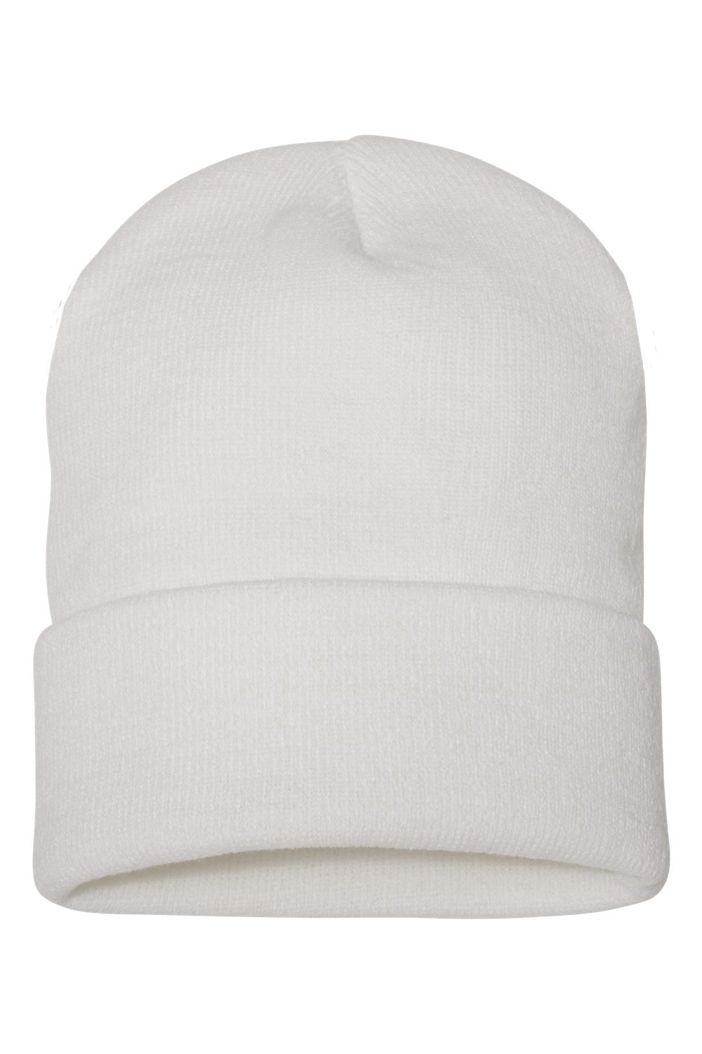 Yupoong 1501KC Mens Cuffed Beanie White Flat Front