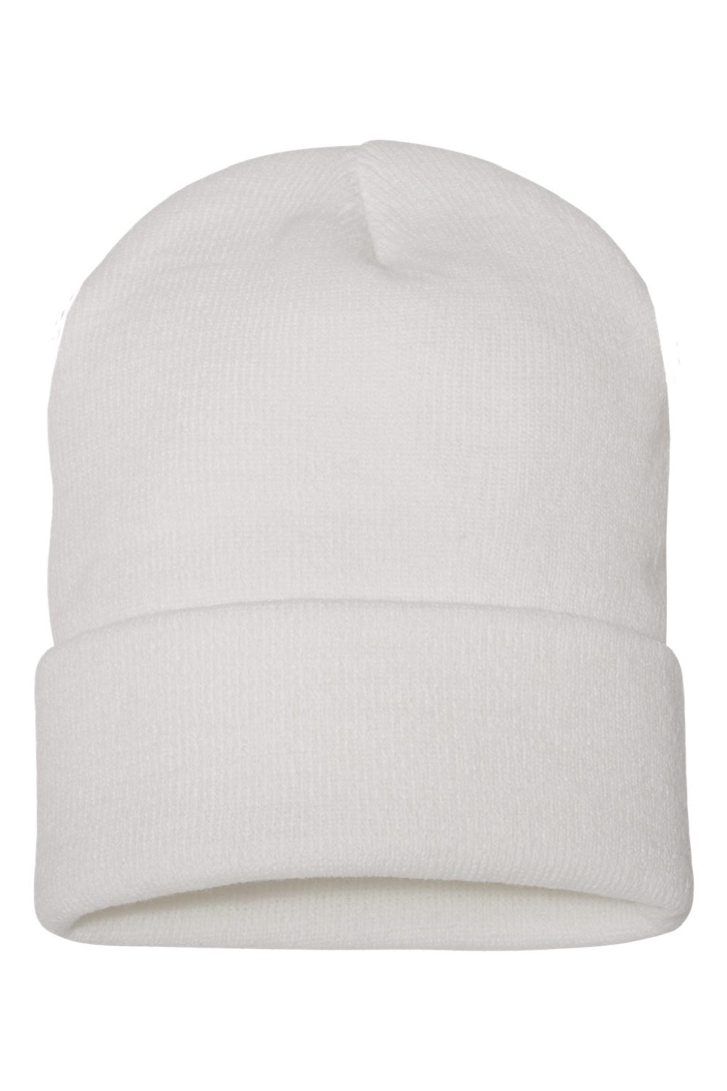 Yupoong Hats 1501KC Unisex Cuffed Beanie White Flat Front