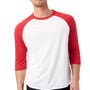 Alternative Mens Vintage Keeper Baseball 3/4 Sleeve Crewneck T-Shirt - White/Red