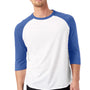 Alternative Mens Vintage Keeper Baseball 3/4 Sleeve Crewneck T-Shirt - White/Vintage Royal Blue